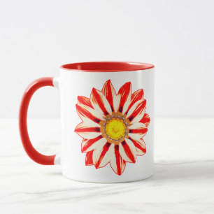 African Daisy / Gazania Red and White Striped Mug