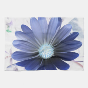 African Daisy Glowing Blue Kitchen Towel