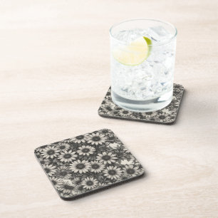 African Daisy grayscale drawing  Coaster