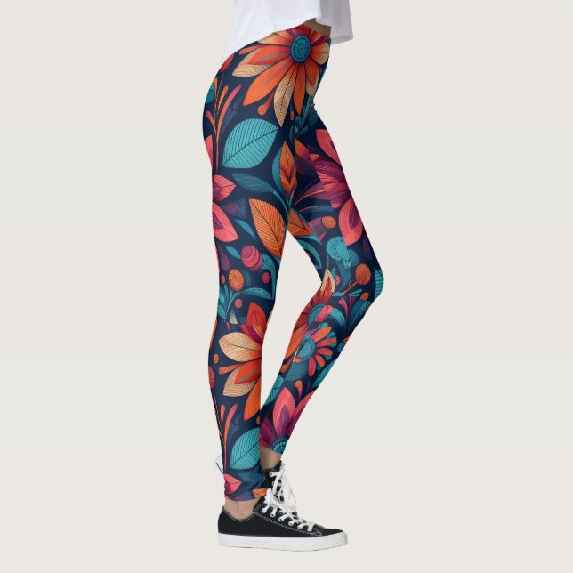 African Daisy Pattern Fresh and Vibrant Leggings (Right)