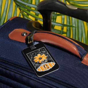 African Daisy Photograph and Monogram Front Luggage Tag