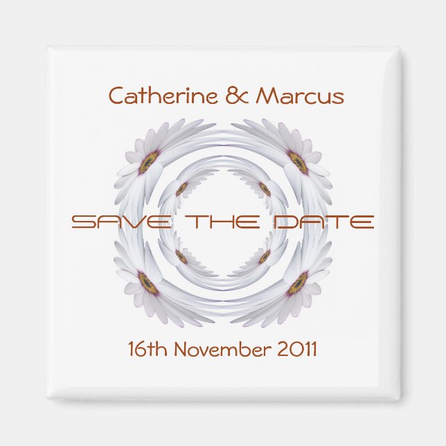 African Daisy Ring Save The Date Square Magnet (Front)
