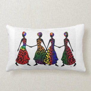 African Dance Of Sisterhood Lumbar Cushion