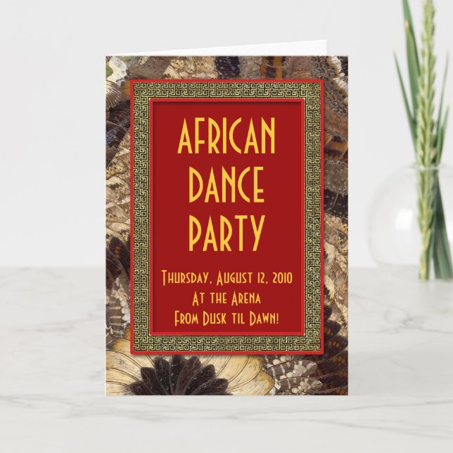 African Dance Party Invitation Card Butterfly Wing (Front)