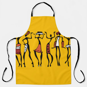 African Dancers, Ethnic Silhouette Vintage. Apron