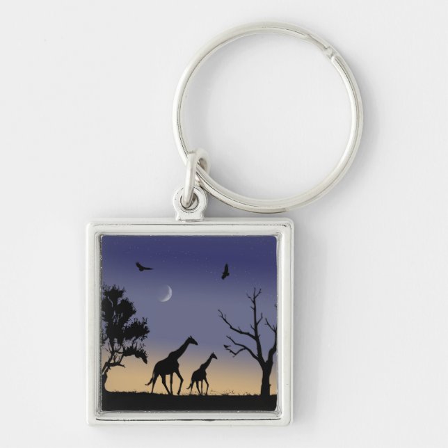 African dawn - giraffes key ring (Front)