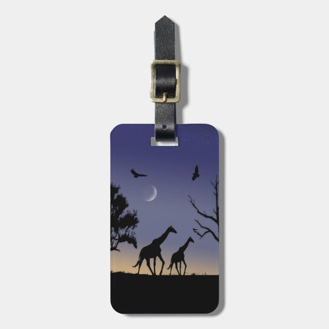 African dawn - giraffes luggage tag (Front Vertical)