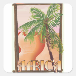African desert travel poster square sticker