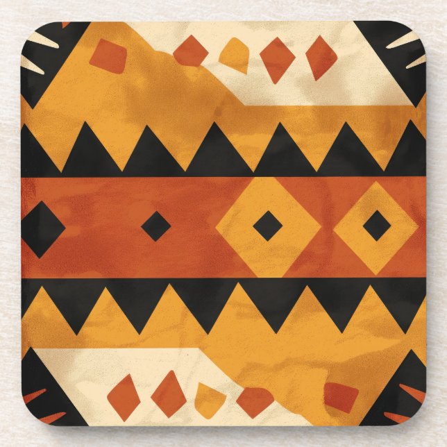 African design background in brown and black coaster (Front)