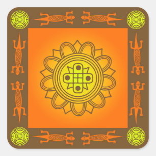 African design square sticker