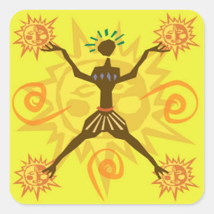 African design square sticker