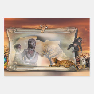 African design suede wristlet wrapping paper sheet