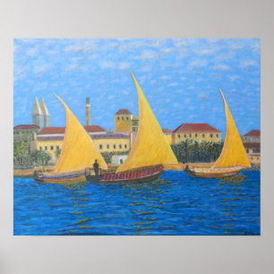 African Dhow at Zanzibar Poster