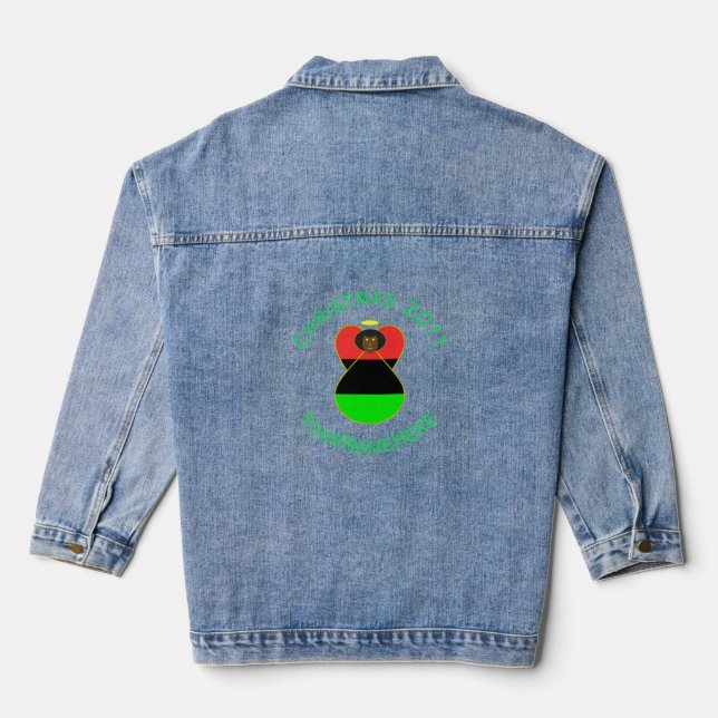 African Diaspora Angel Christmas Flag Personalised Denim Jacket (Back)