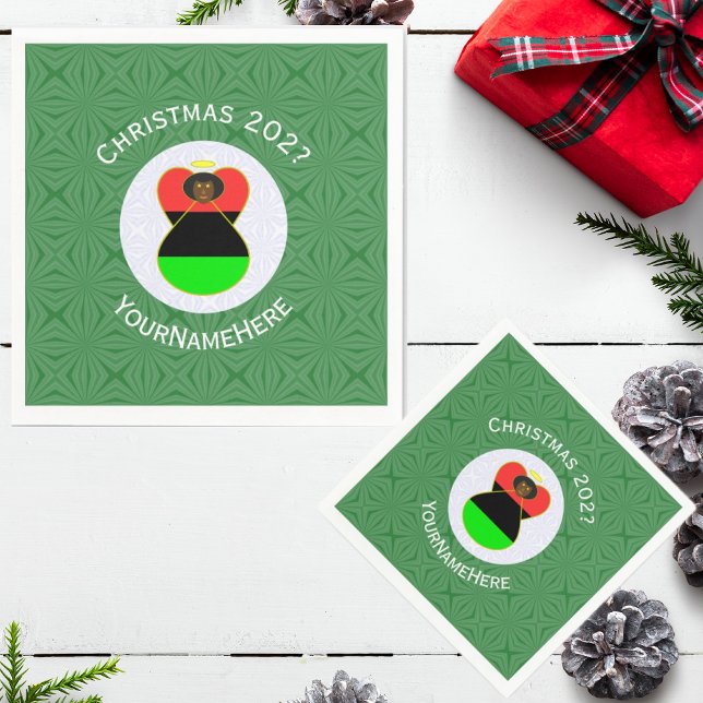 African Diaspora Angel Christmas Flag Personalised Napkin (Creator Uploaded)