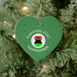 African Diaspora Angel Christmas Flag Personalized Ceramic Ornament