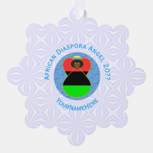 African Diaspora Angel Flag Personalised Tree Decoration Card