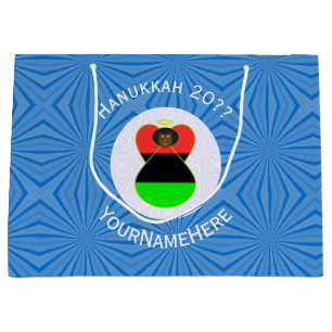African Diaspora Angel Hanukkah Flag Personalised Large Gift Bag