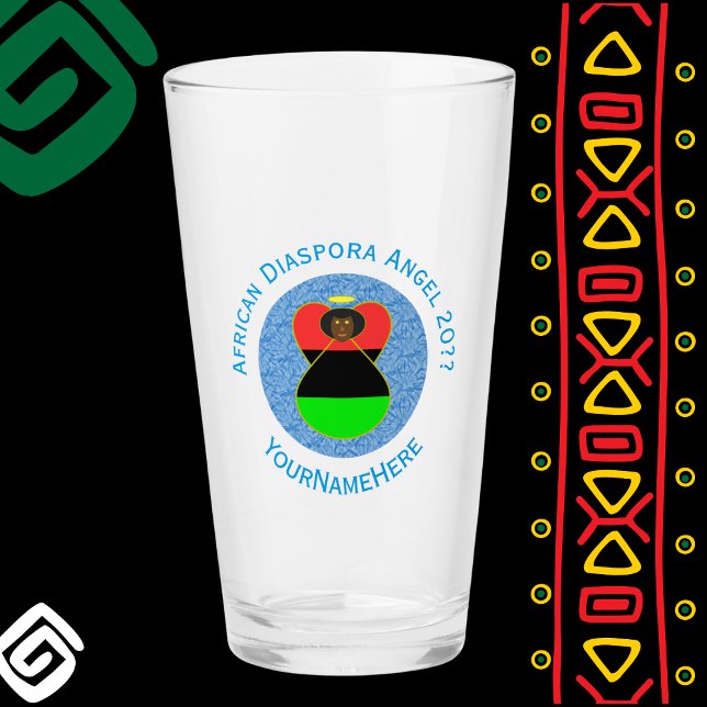 African Diaspora Angel Personalised Beer  Glass (Creator Uploaded)