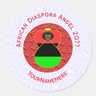 African Diaspora Flag Angel Red Personalised Classic Round Sticker