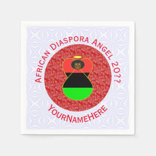 African Diaspora Flag Angel Red Personalised Napkin