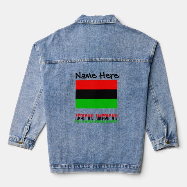 African Diaspora Flag Black Personalisation Denim Jacket (Back)