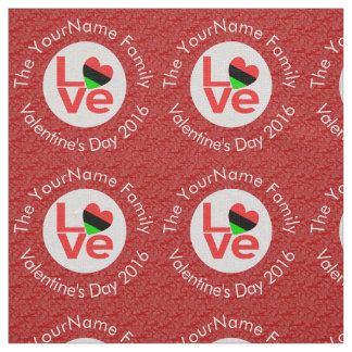 African Diaspora Heart Flag LOVE Red Personalised Fabric