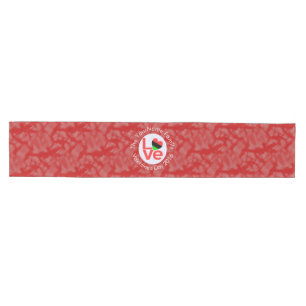 African Diaspora Heart Flag LOVE Red Personalised  Medium Table Runner