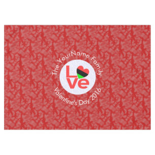 African Diaspora Heart Flag LOVE Red Personalised  Tablecloth