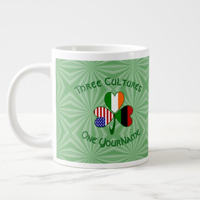 African Diaspora Irish American Shamrock Personal Large Coffee Mug (Left)