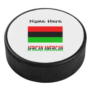 African Diaspora or American Flag Black Personal Hockey Puck