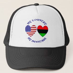 African Diaspora USA Flag Heart Country Heritage Trucker Hat