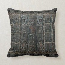 African Door Carving Print Pillow