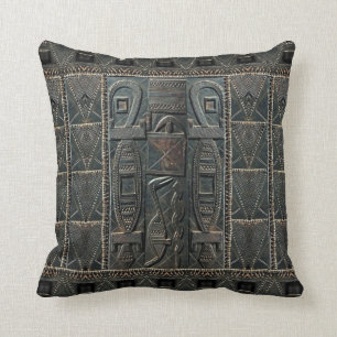 African Door Carving Print Pillow