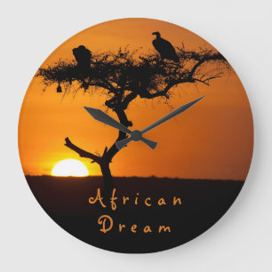 African Dream sunset romantic photo with text Large Clock