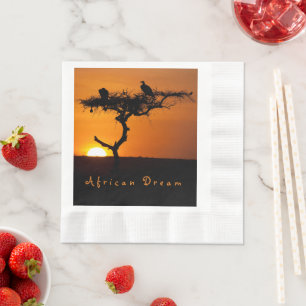 African Dream sunset romantic photo with text Napkin