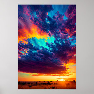 African Dream, Vibrant Sunset Colours Poster