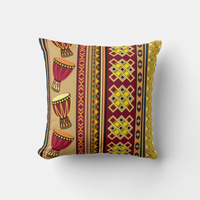 African Drum Pattern Print Design Cushion (Front)