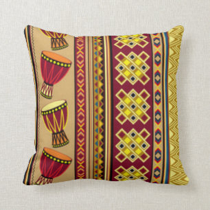 African Drum Pattern Print Design Cushion