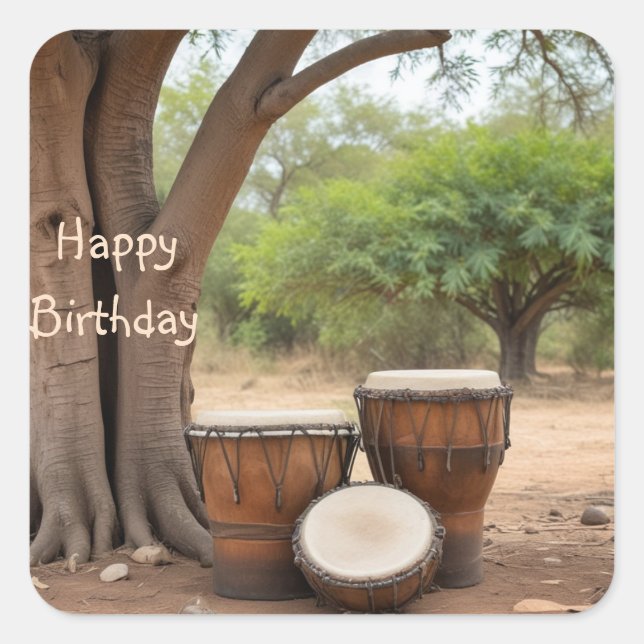 African Drums Square Sticker (Front)