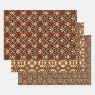 African Earth Seamless Ethnic Pattern Set 6 Wrapping Paper Sheet