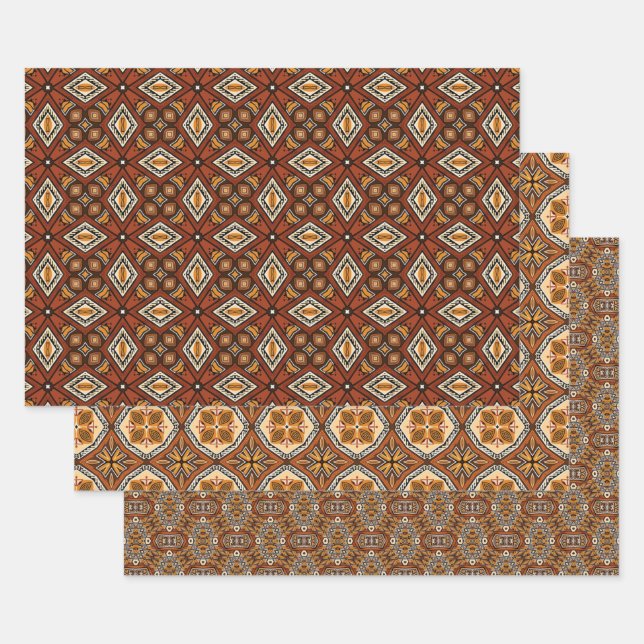 African Earth Seamless Ethnic Pattern Set 6 Wrapping Paper Sheet (Set)