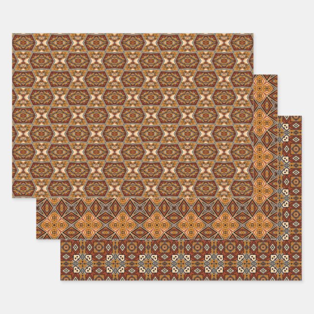 African Earth Seamless Ethnic Pattern Set 7 Wrapping Paper Sheet (Set)
