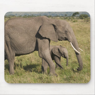 African Elephant and cub (Loxodonta africana), Mouse Pad