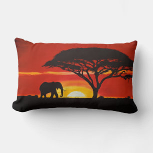 African Elephant Art Lumbar Cushion