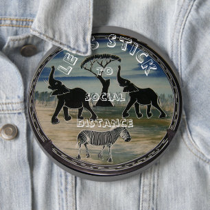 African Elephant Art Print 6 Cm Round Badge