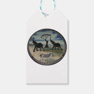 African Elephant Art Print Gift Tags