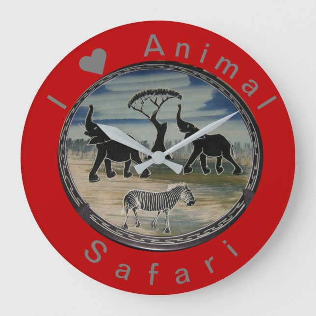 African Elephant Art Print Large Clock (Front)