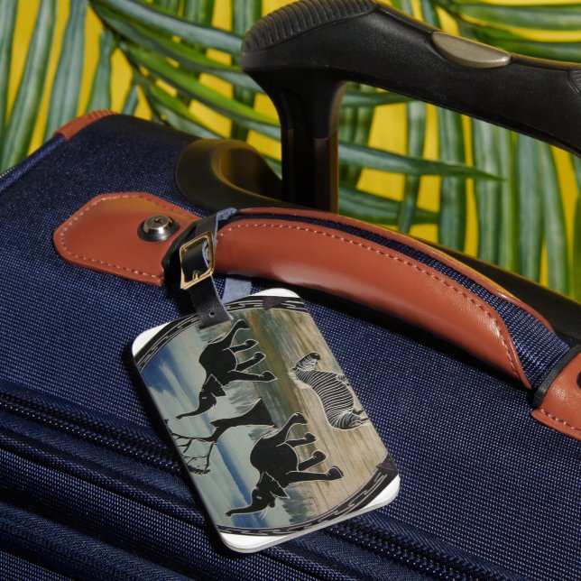 African Elephant Art Print Luggage Tag (Front Insitu 1)