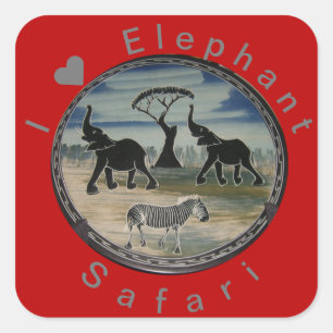 African Elephant Art Print Square Sticker